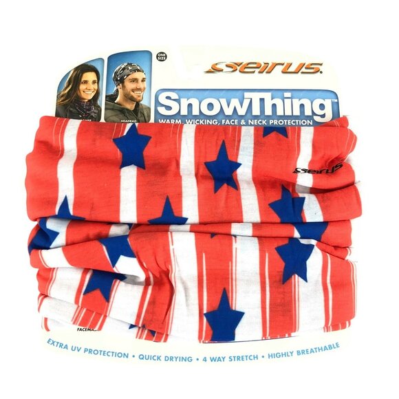 Seirus SnowThing Scarf Balaclava Bandana Warm Stars Stripes Red White Blue OS - Picture 1 of 3